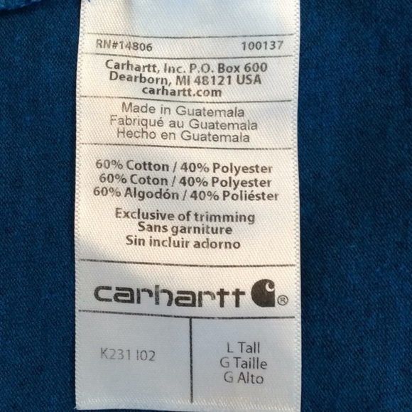 𝅺CARHARTT Mens Pullover, Size L Tall, Cobalt Blue. - Picture 4 of 6